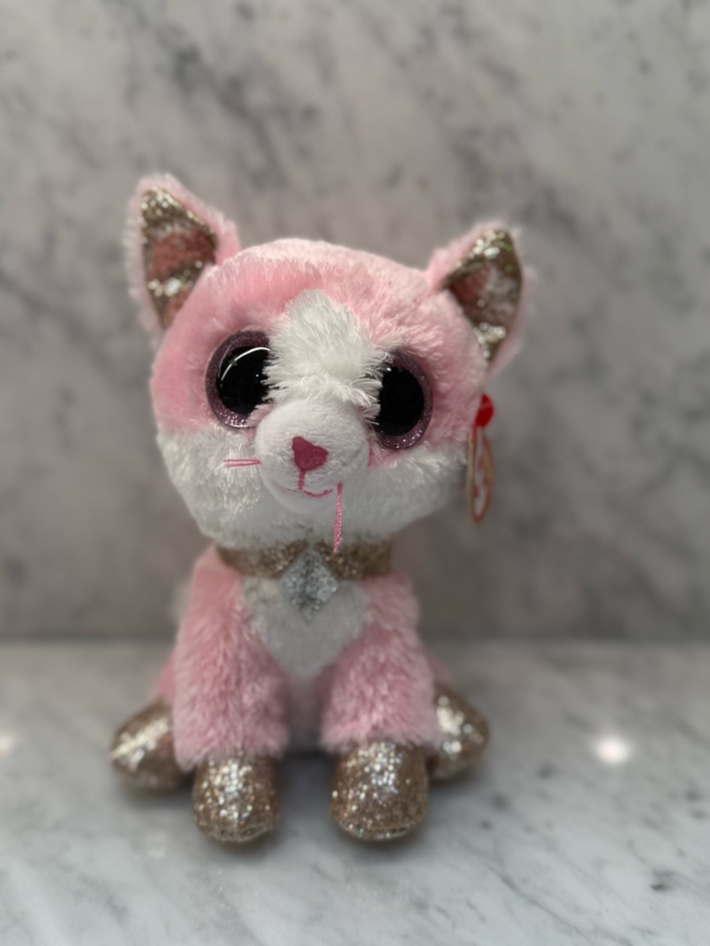 Fiona Ty Beanie Boos Kitty Cat Pink Glitter NWT